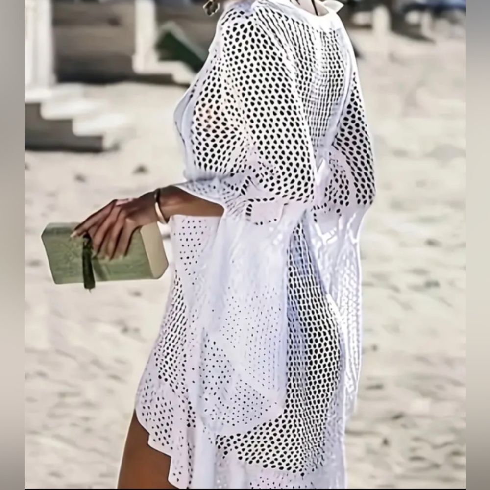 Swimwear Coverup M L Crochet Swim suit  Vacay Outfit Swimming Suit Cover Up - Picture 3 of 11
